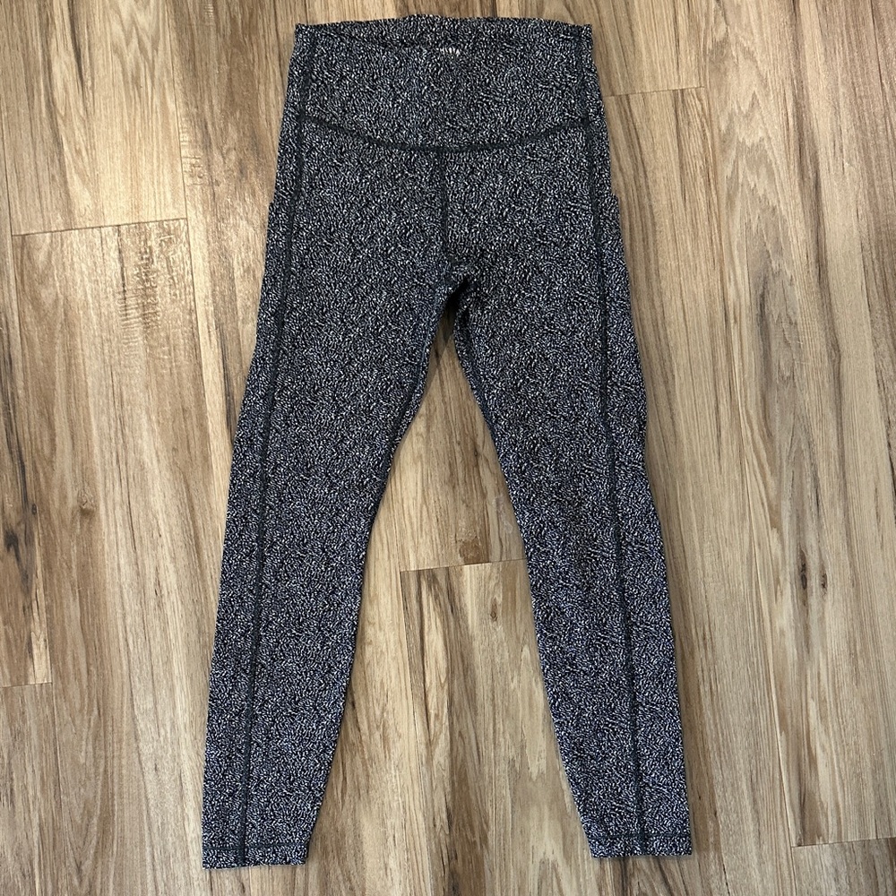 Athleta Black and White Speckled Leggings